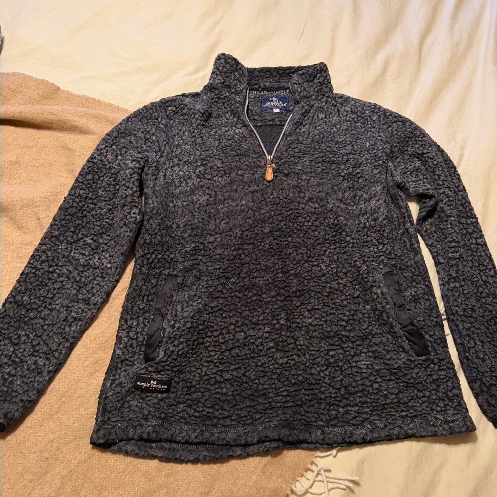 Simply Southern women's Black Zip Up Sweater